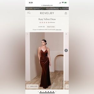 Revelry Terracotta Rory Velvet Dress Size 4